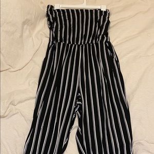 Stripe jersey tube top romper